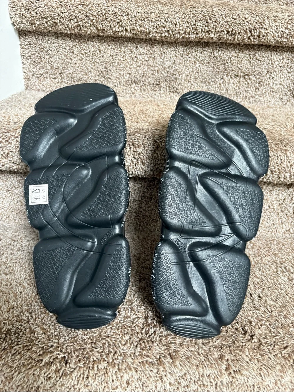 Champion Men’s Black Platform Slides with White Graphic Logo Print